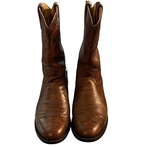 Justin Chestnut Marbled Deerlite Ladies Roper Western Boots Size 7.5B - Picture 10 of 13